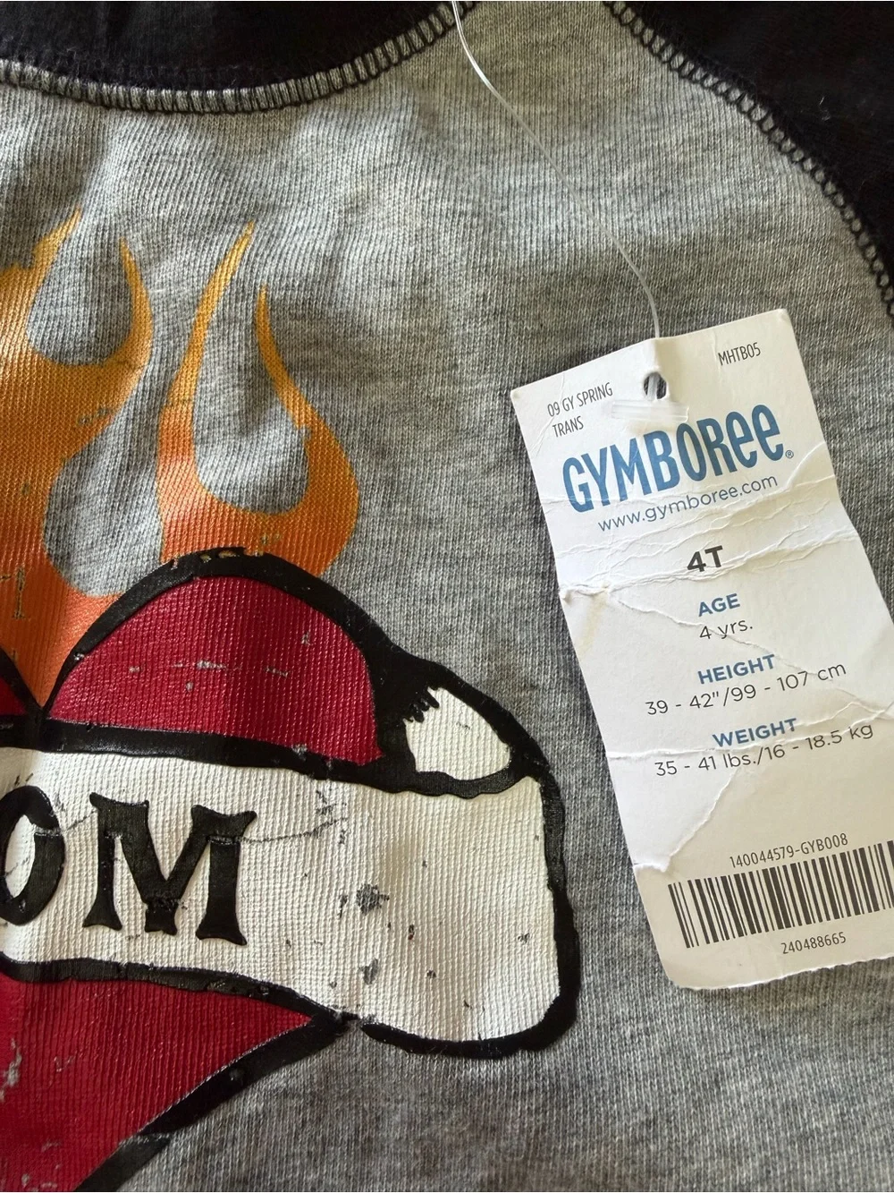 Gymboree Grey & Black Raglan Tee with Red Heart Graphic